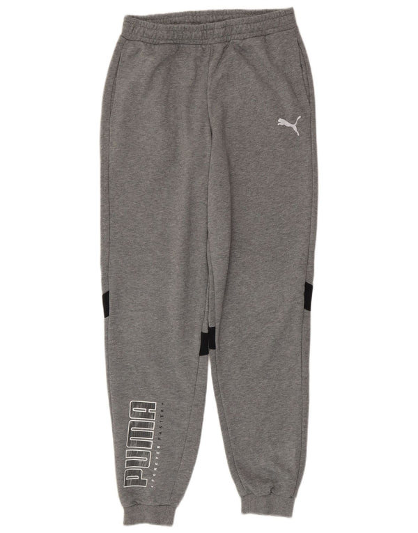 Puma - Pantalón de chándal gráfico para niño, 15-16 años, color gris jaspeado