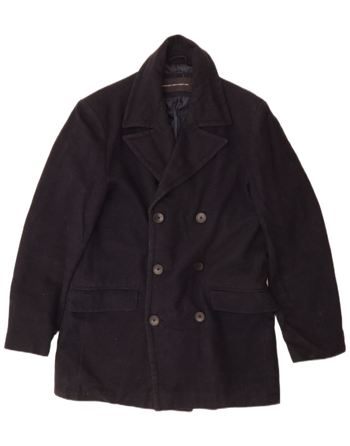 FRENCH CONNECTION Abrigo cruzado para hombre UK 40 Large Azul marino