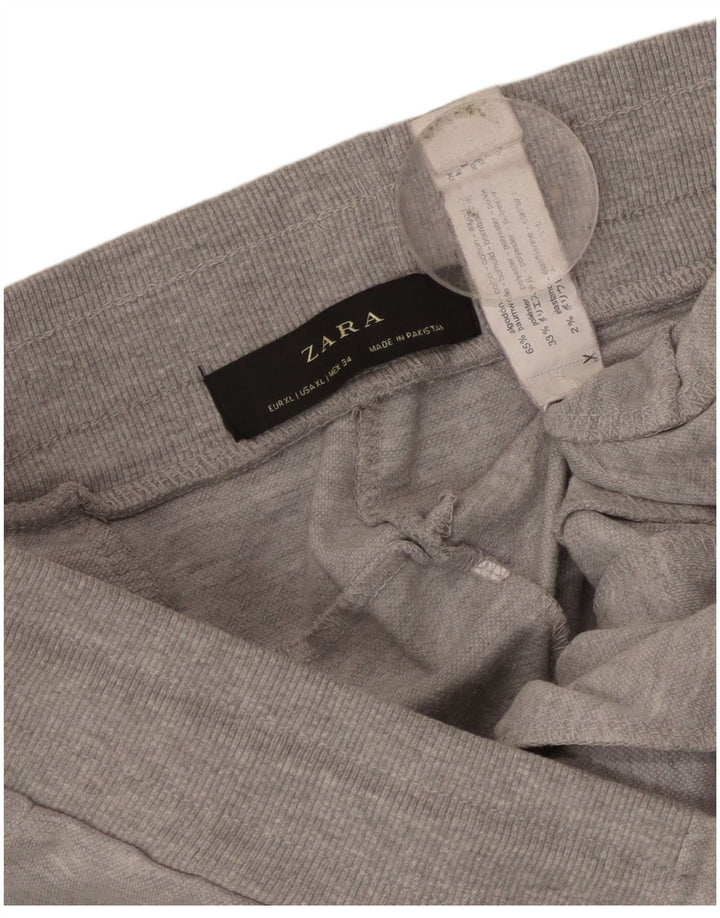 Zara Hombre Crop Chándal Pantalón Joggers XL Gris Algodón