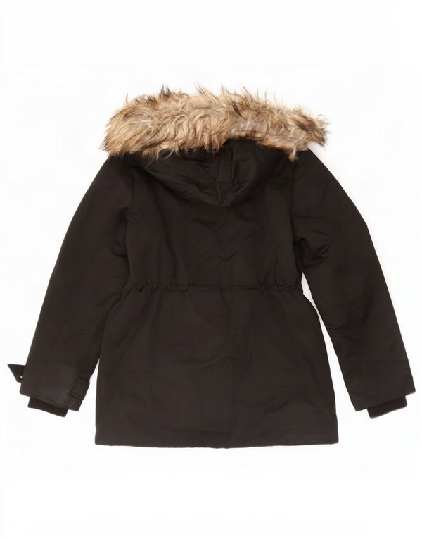 Topshop Parka con capucha para mujer UK 8 Small Poliéster negro