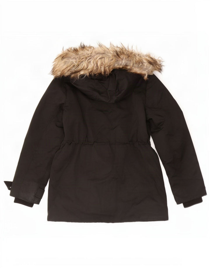 Topshop Parka con capucha para mujer UK 8 Small Poliéster negro