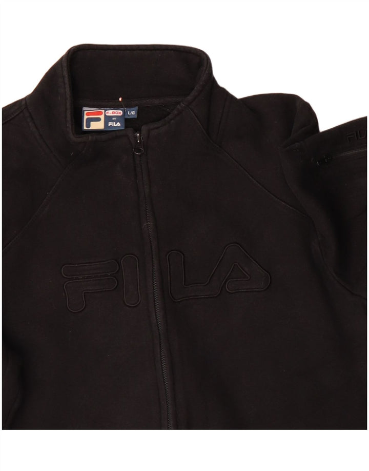 FILA Chaqueta de chándal gráfica para mujer Reino Unido 40 Grande Algodón negro
