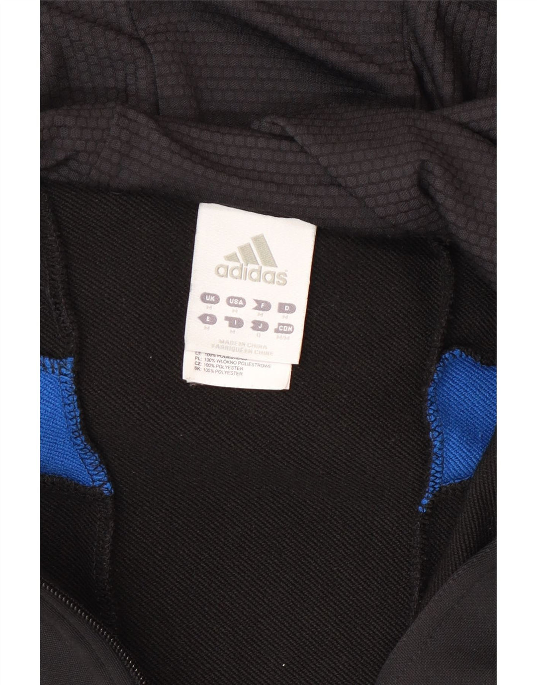Adidas Hombre Zip Sudadera Con Capucha Suéter Medio Negro Poliéster Deportes
