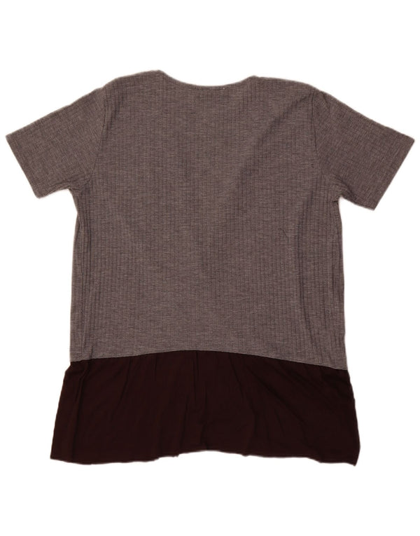 Zara Mujer Blusa Top Reino Unido 46 Grande Gris Colorblock