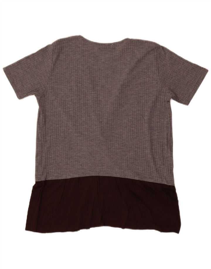 Zara Mujer Blusa Top Reino Unido 46 Grande Gris Colorblock