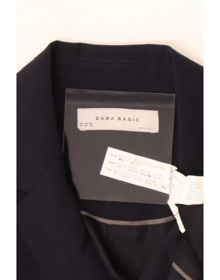 Zara Mujer Chaqueta Blazer De 1 Botón EU 40 Mediano Azul Marino Poliéster