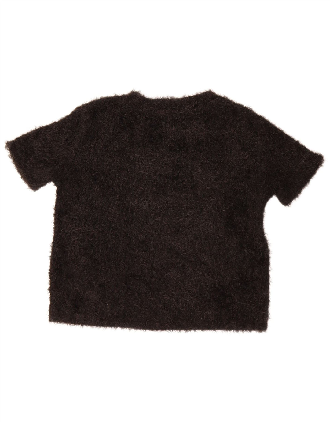 Zara Mujer Crop Blusa Top UK 44 Medio Negro Poliéster