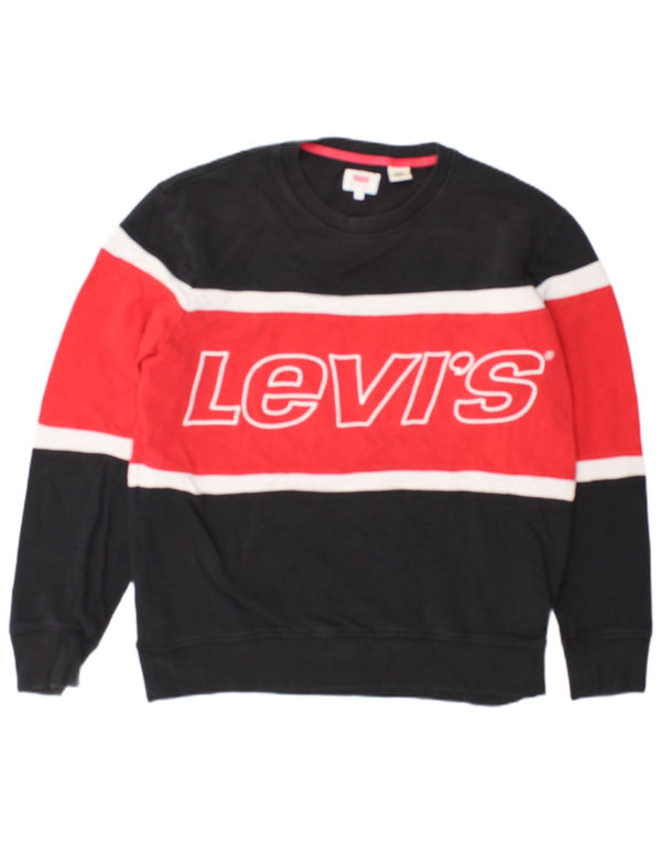 Levi's Mens Graphic Sweatshirt Jumper Medium Black Colourblock Cotton