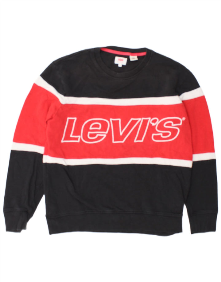 Levi's Hombre Sudadera con gráfico tipo jersey de algodón color block en color negro mediano