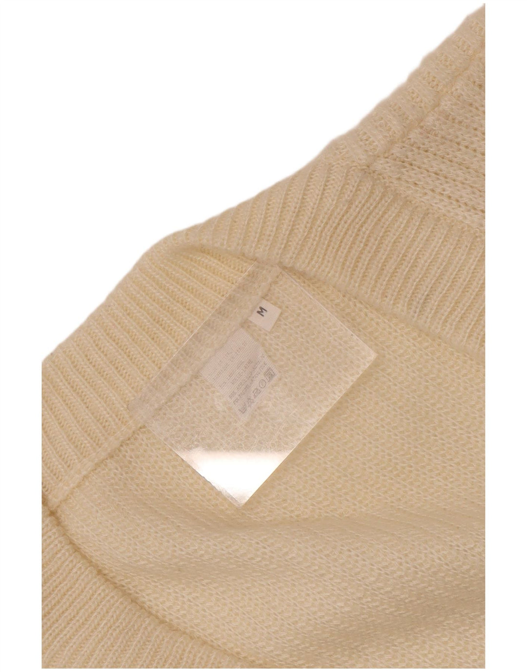 Vintage hombres Cardigan suéter medio blanco Fair Isle
