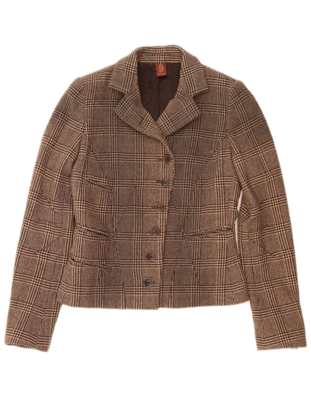 Chaqueta Blazer De Mujer Dondup De 6 Botones IT 42 Lana De Pata De Gallo Marrón Medio