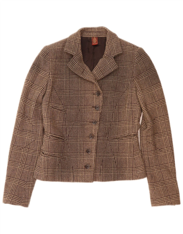 Chaqueta Blazer De Mujer Dondup De 6 Botones IT 42 Lana De Pata De Gallo Marrón Medio