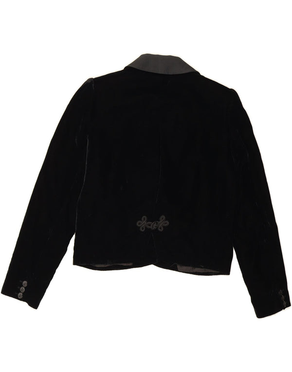 VALENTINO Chaqueta tipo blazer corta con doble botonadura para mujer IT 42 Medium Black