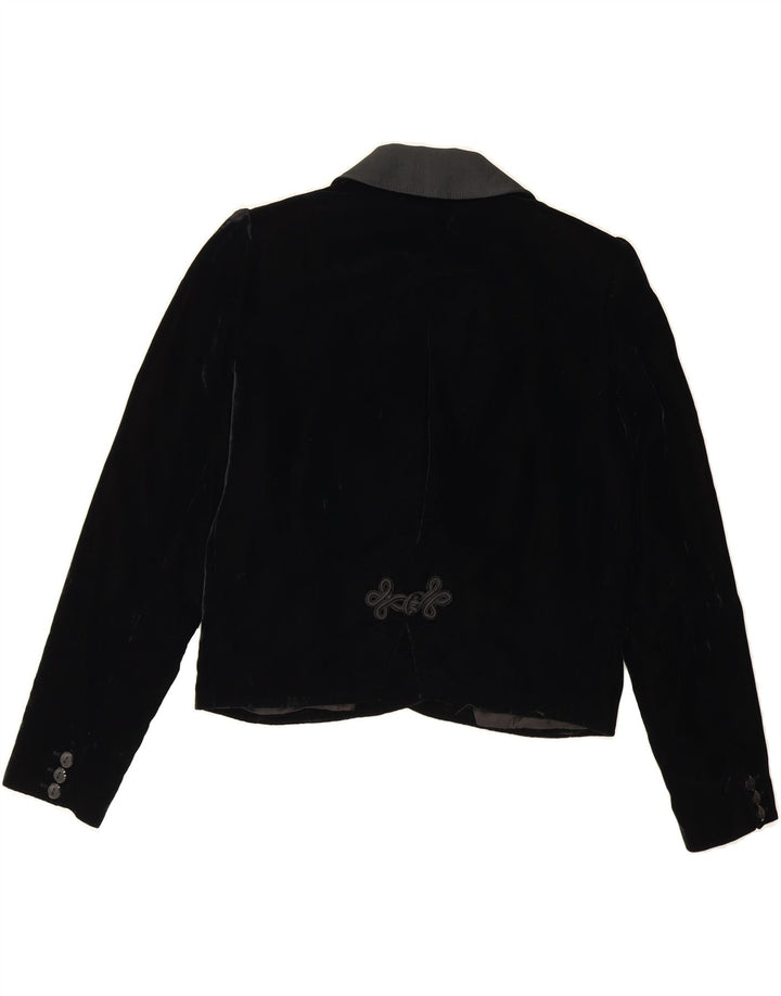 VALENTINO Chaqueta tipo blazer corta con doble botonadura para mujer IT 42 Medium Black
