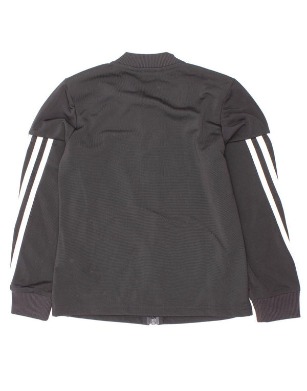 Adidas - Chaqueta de chándal para niña, 7-8 años, color negro, poliéster a rayas