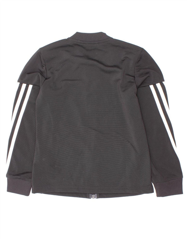 Adidas - Chaqueta de chándal para niña, 7-8 años, color negro, poliéster a rayas