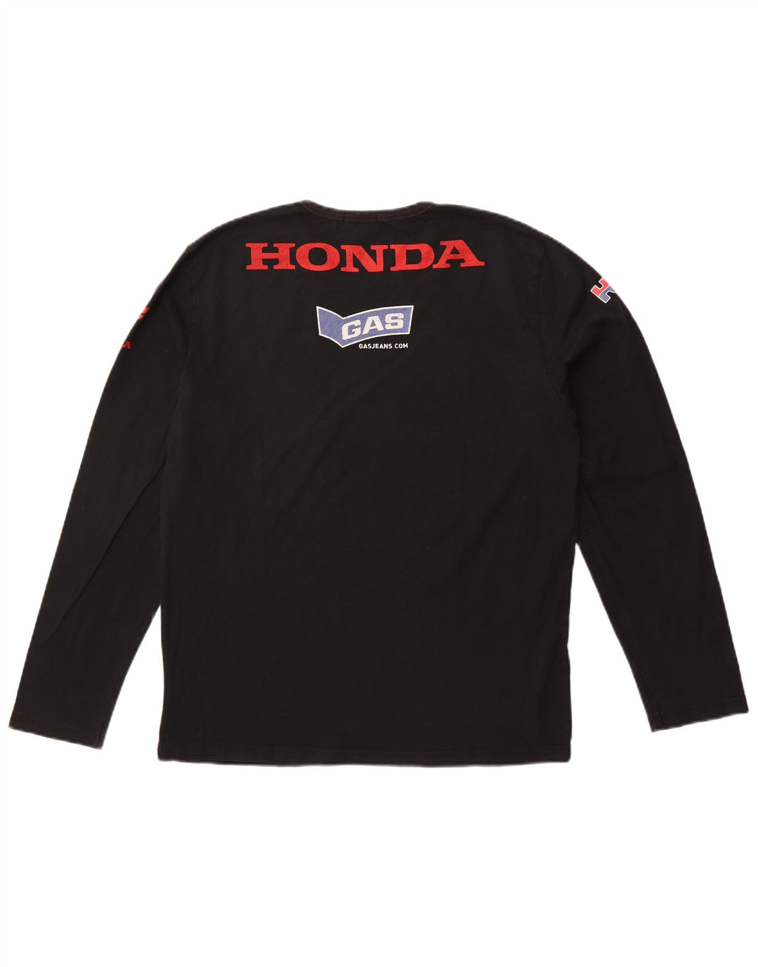 GAS Hombres Honda Racing Graphic Top Manga Larga Medio Negro
