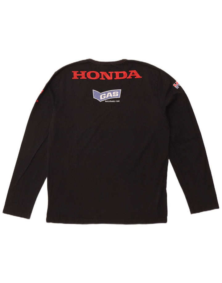 GAS Hombres Honda Racing Graphic Top Manga Larga Medio Negro