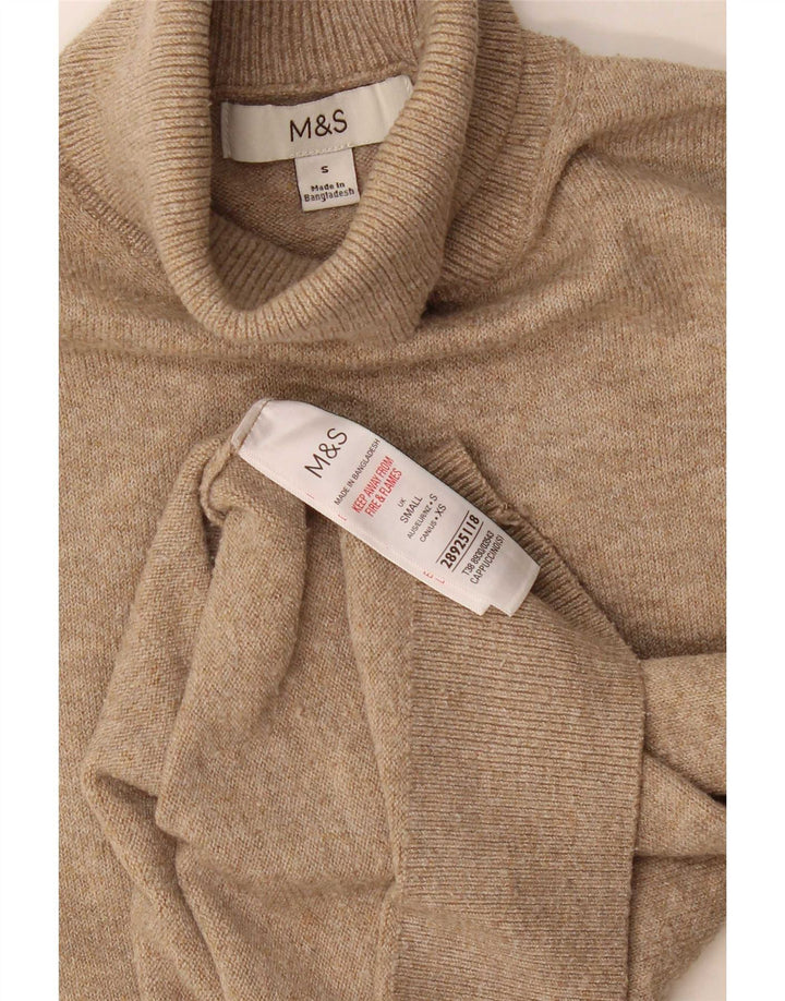Marks & Spencer Jersey con cuello vuelto para mujer UK 10 Small Beige Poliéster