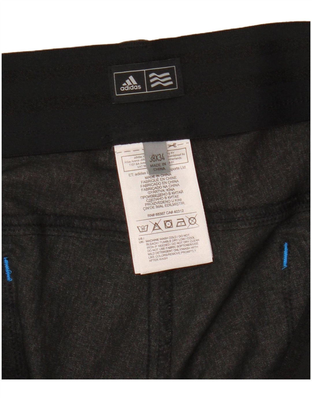 Adidas Pantalones Casuales Rectos Para Hombre W38 L34 Poliéster Gris