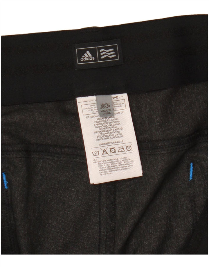 Adidas Pantalones Casuales Rectos Para Hombre W38 L34 Poliéster Gris