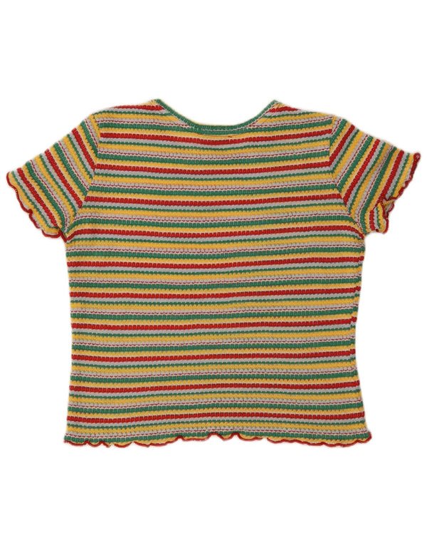 Zara Mujer Crop Camiseta Top UK 40 Grande Multicolor Rayas
