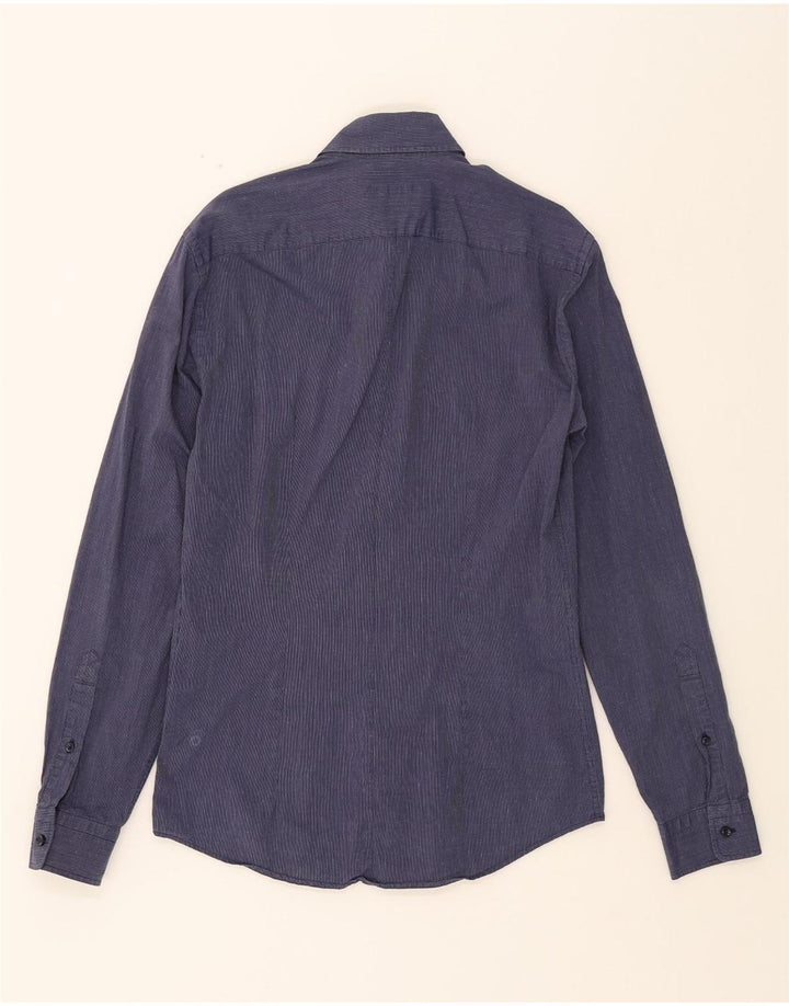 TRUSSARDI Mens Shirt Size 39 Medium Navy Blue Pinstripe Cotton Vintage Trussardi and Second-Hand Trussardi from Messina Hembry 