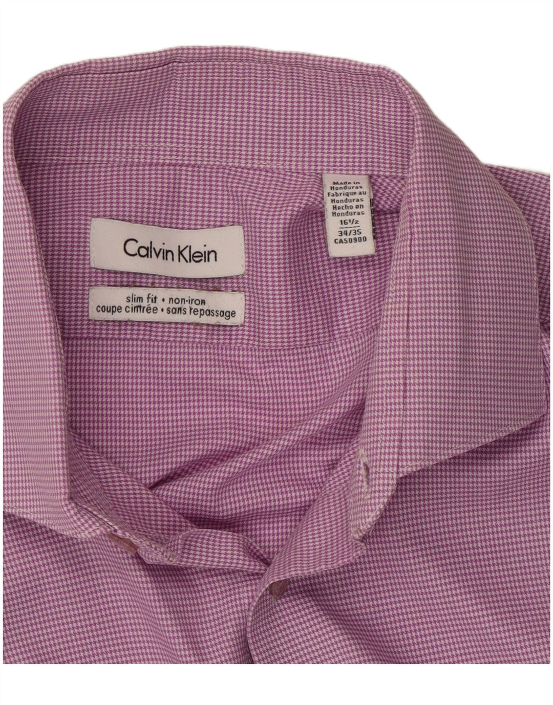 CALVIN KLEIN Camisa ajustada para hombre talla 16 1/2 grande pata de gallo morada