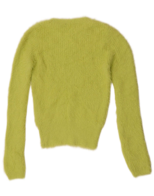 Zara Mujer Crop Boat Neck Jumper Sweater UK 10 Small Green Nylon