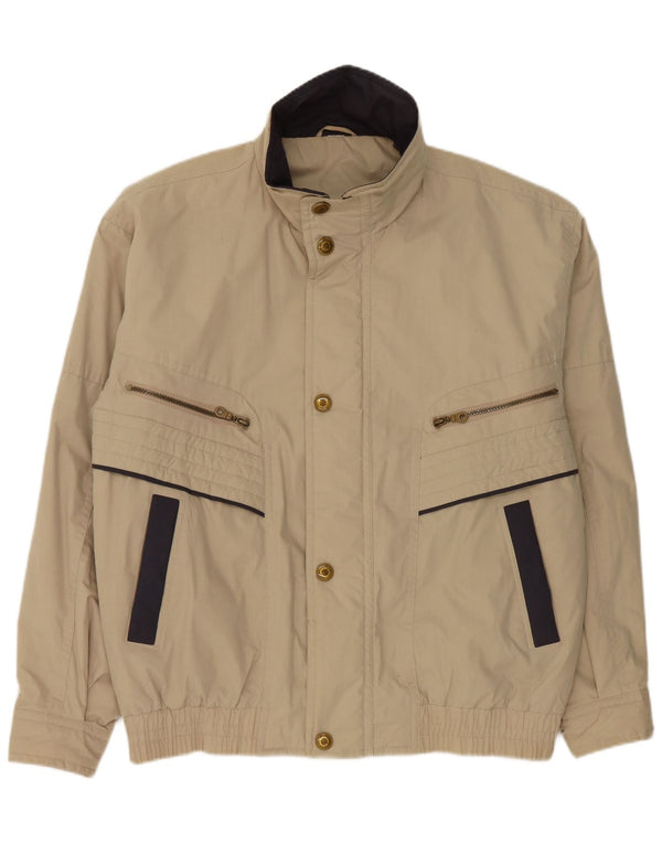 Vintage hombres bomber chaqueta Reino Unido 42 XL beige colorblock poliéster