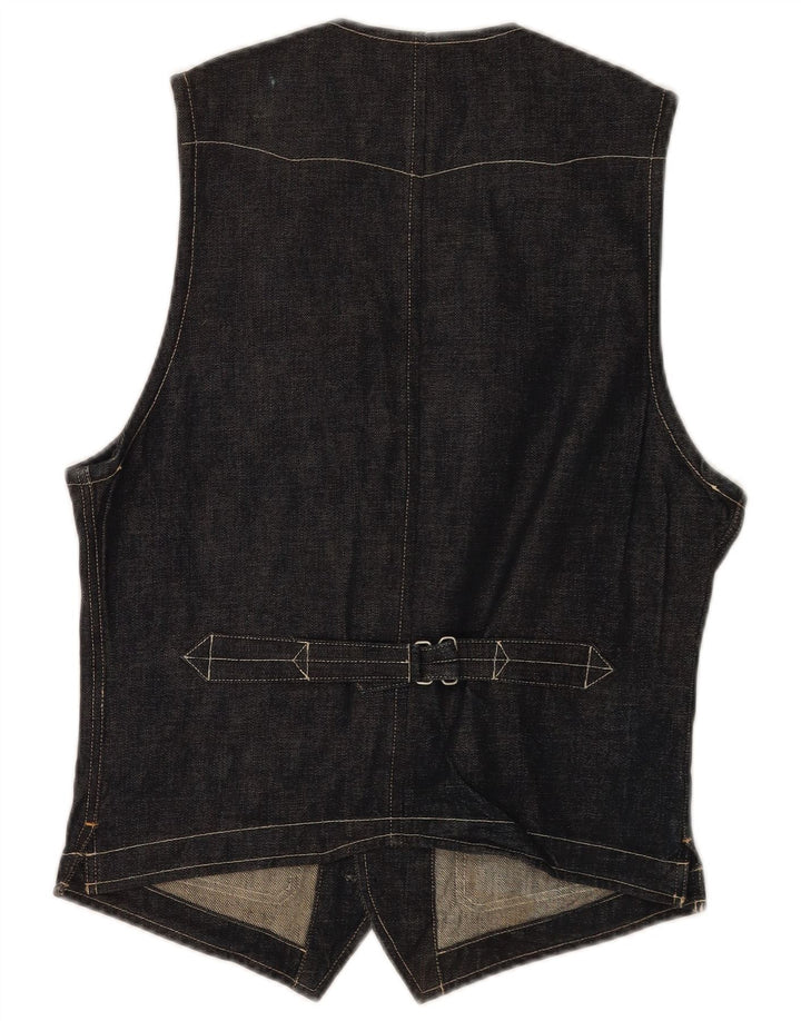 Vintage hombres denim chaleco pequeño azul marino