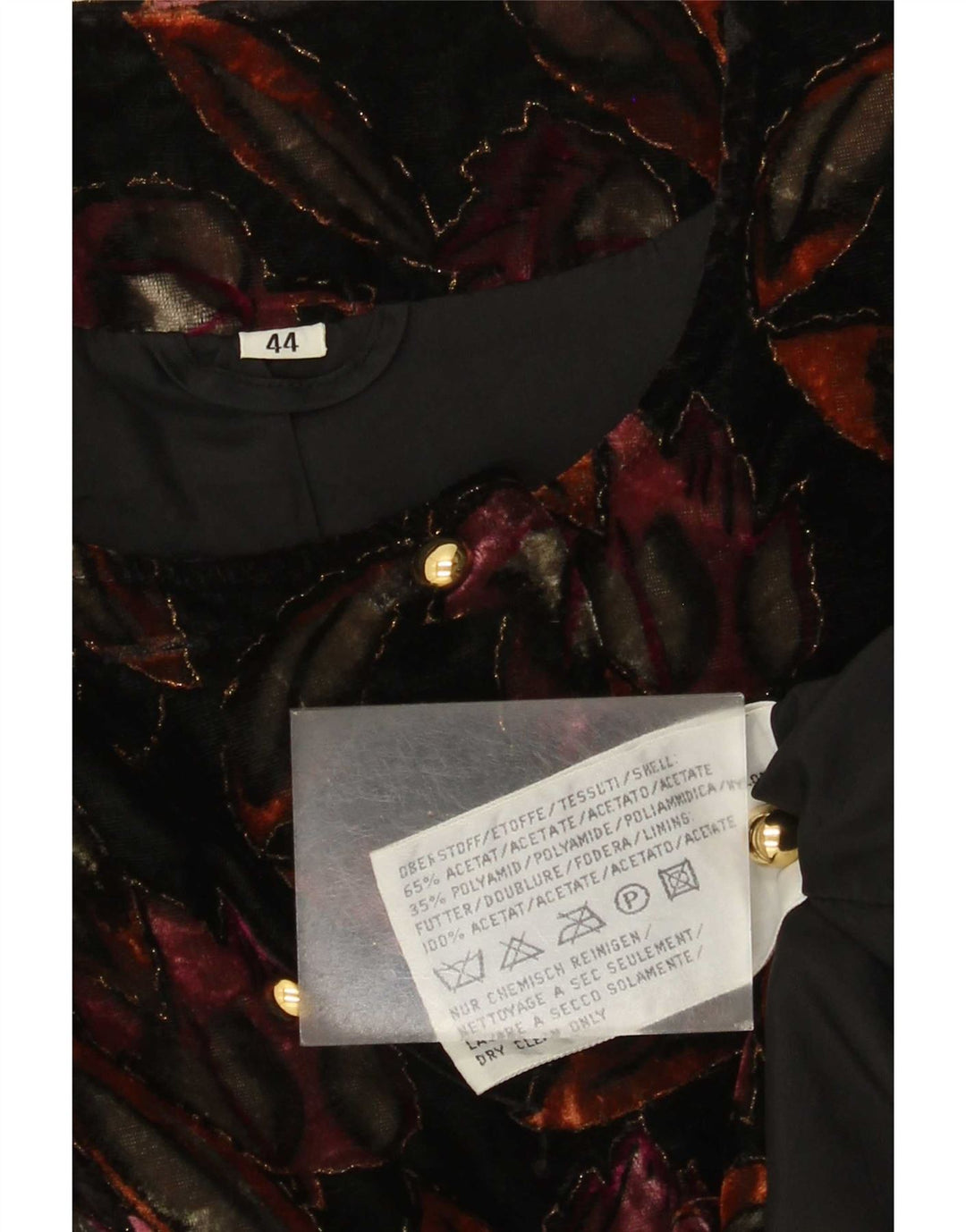 Vintage mujer terciopelo Blazer chaqueta IT 44 medio multicolor floral