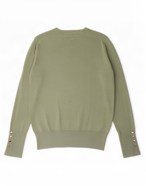 Zara - Jersey de cuello redondo para mujer, talla 10, viscosa verde pequeña