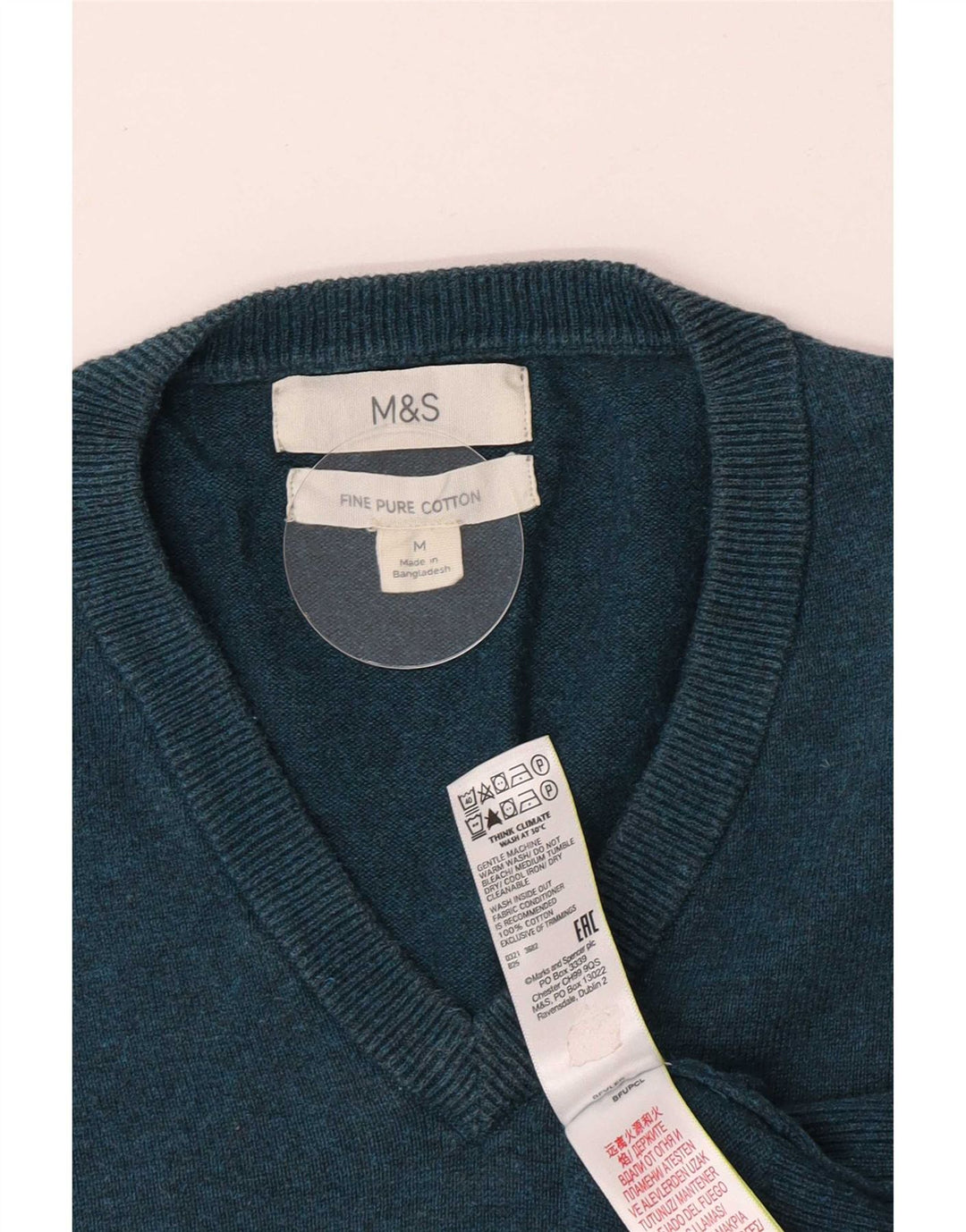 Marks & Spencer Jersey con Cuello en V para Hombre de algodón Verde Medio