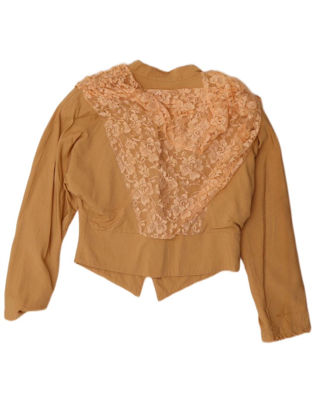 Vintage mujer Bolero chaqueta Reino Unido 14 lana floral beige medio