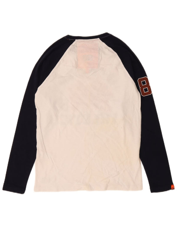 Superdry Mens Graphic Top Long Sleeve Small White Colourblock Cotton