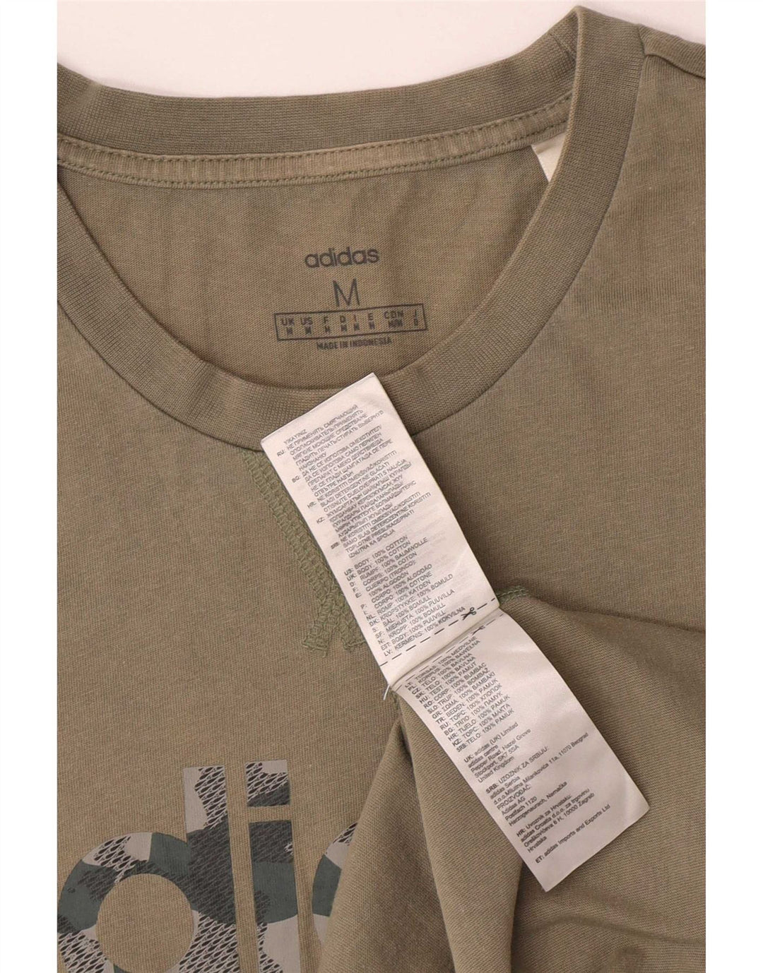 Adidas Hombre Camiseta Gráfica Top Medium Khaki Algodón
