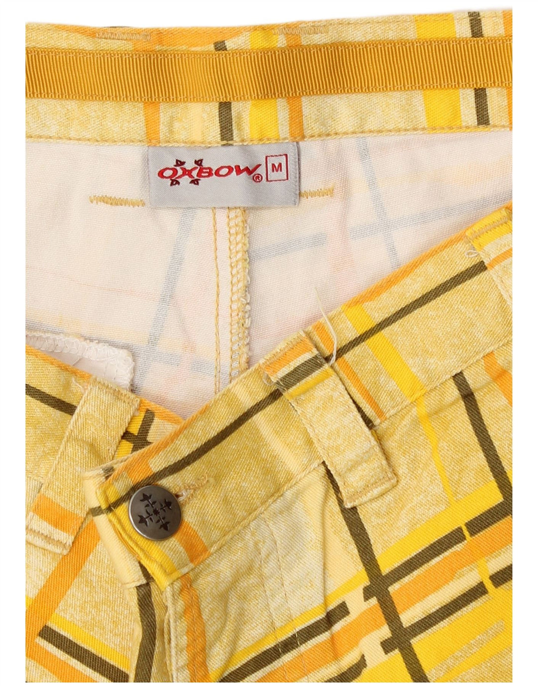 Pantalones cortos chinos Oxbow para hombre medianos W30 Yellow Check