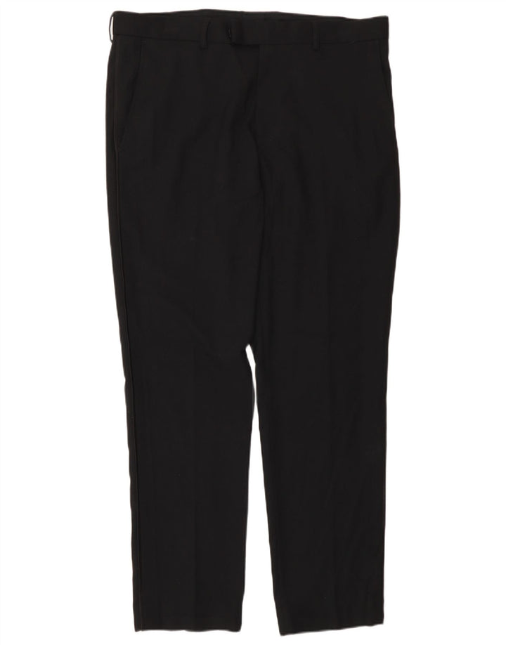 Marks & Spencer Pantalón de traje ajustado para hombre W34 L29 Poliéster negro