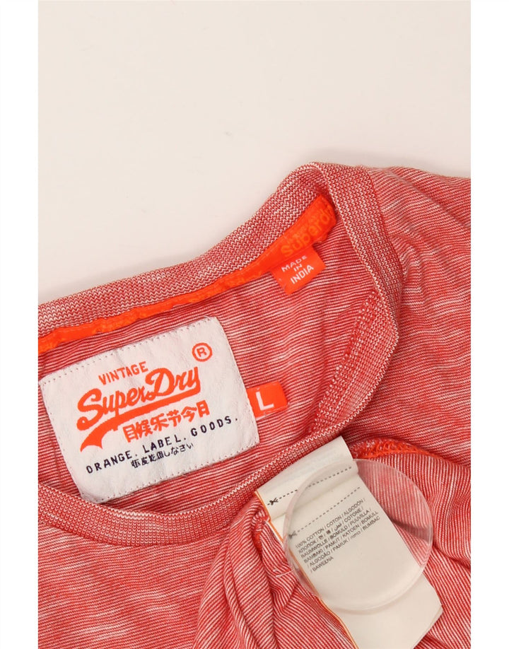 SUPERDRY Camiseta para hombre Top Large de algodón moteado rojo