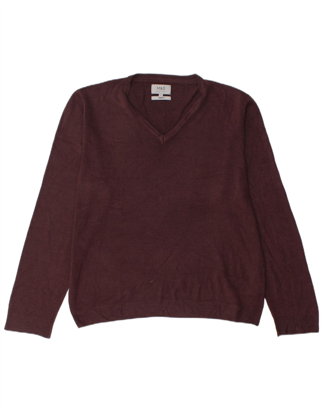 Marks & Spencer Suéter con cuello en V para hombre Acrílico burdeos grande