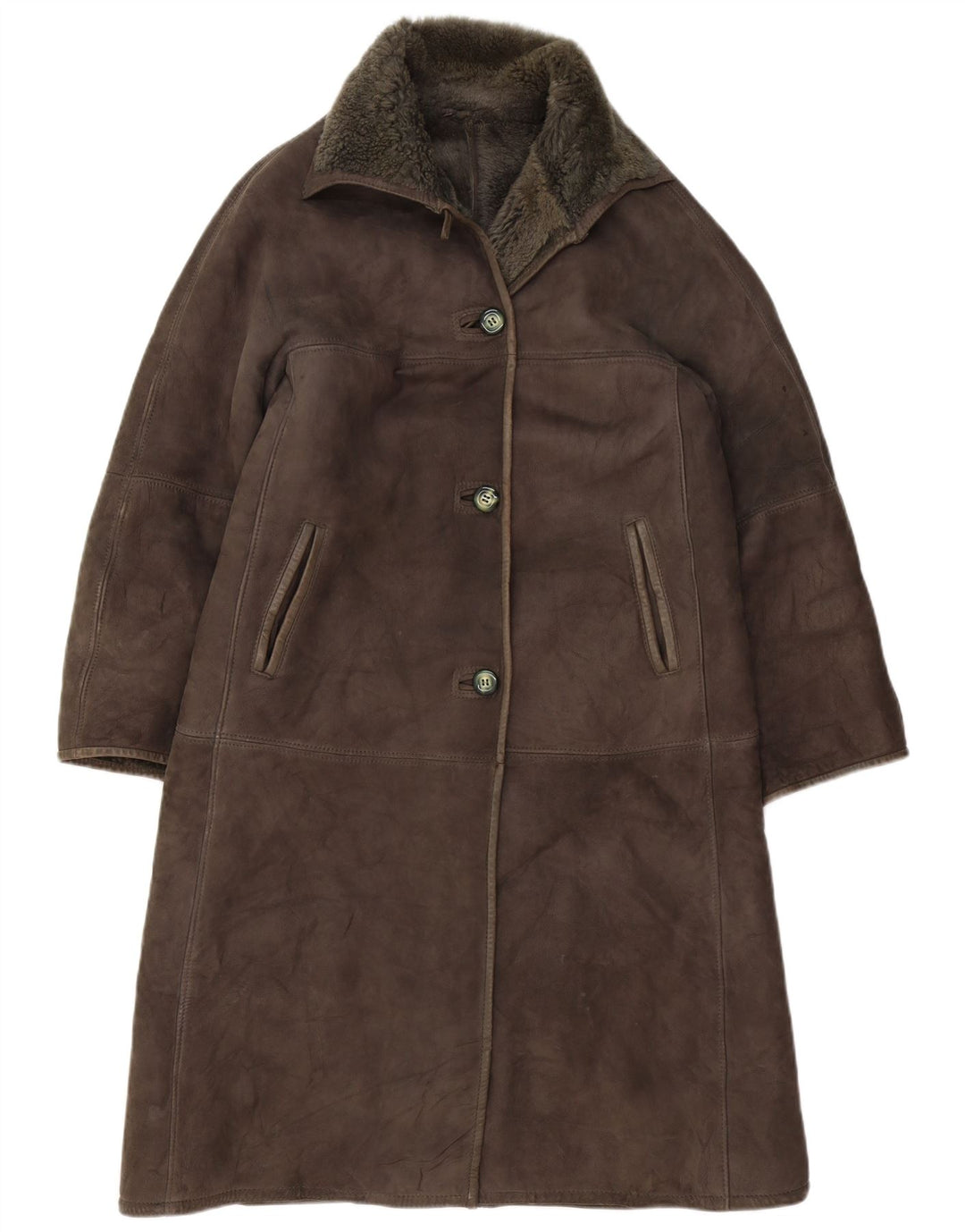 Vintage mujer shearling abrigo IT 42 gris medio shearling