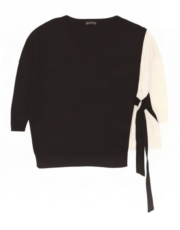 Phase Eight Suéter tipo jersey con cuello en V y manga 3/4 para mujer UK 44 Grande Negro