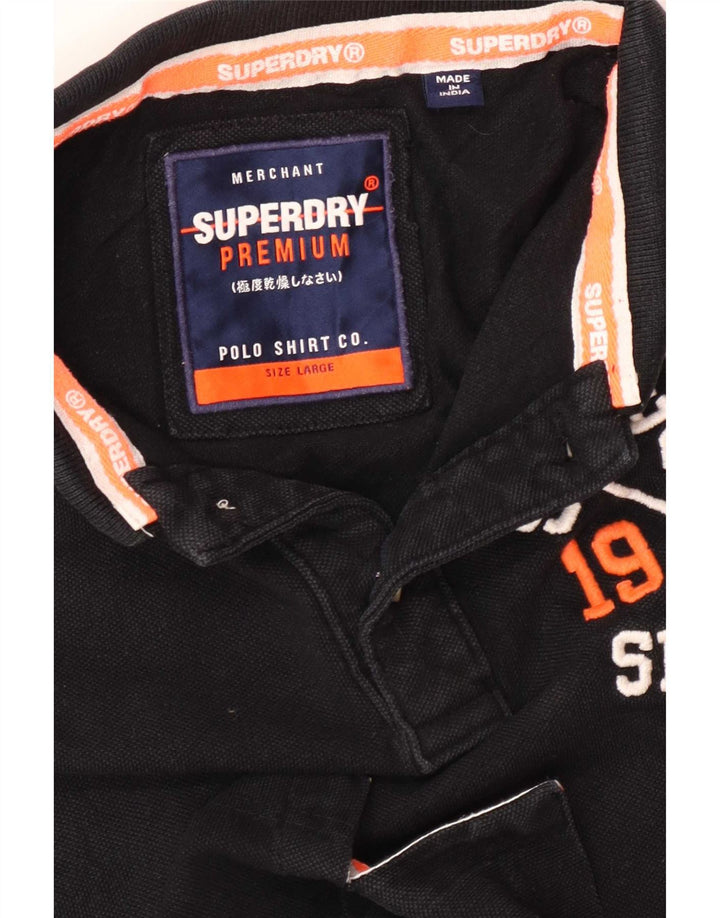 Superdry Polo Gráfico Para Hombre Negro Grande