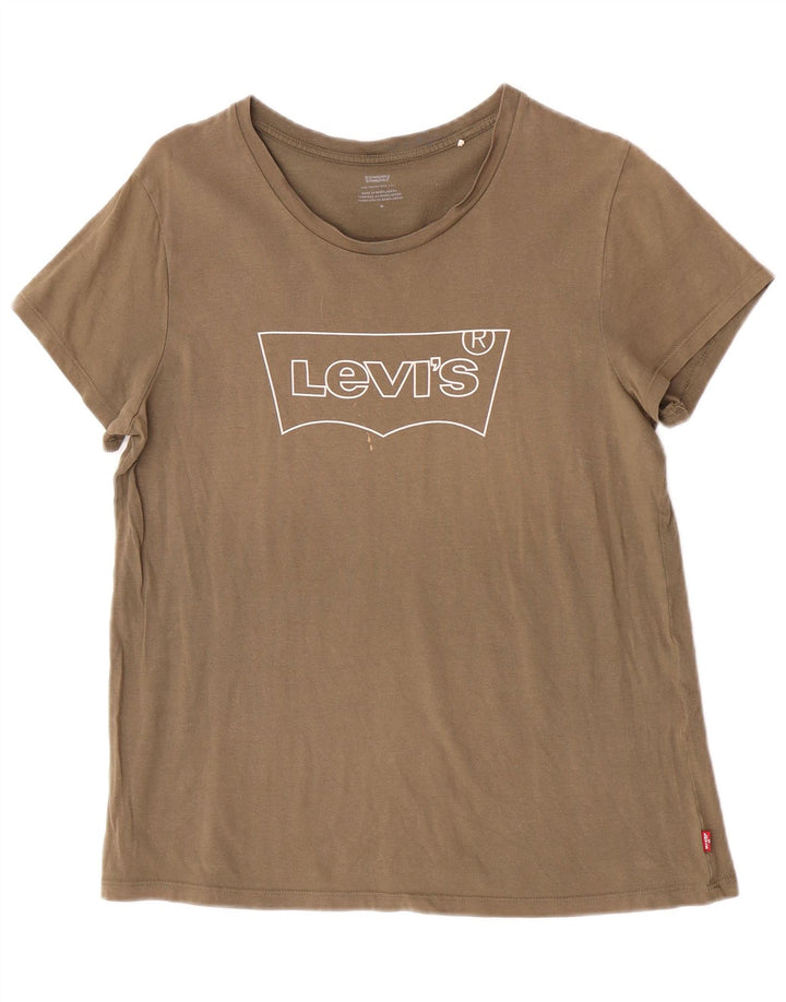 Levi's - Camiseta gráfica para mujer, talla 40, color caqui mediano