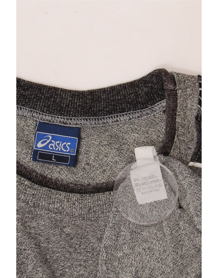 ASICS Camiseta gráfica para hombre Top grande gris color block algodón
