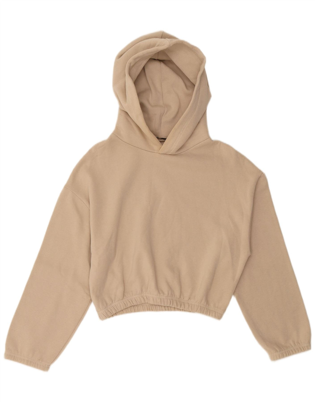 ZARA Mujer Crop Sudadera Con Capucha Jersey UK 44 Algodón Beige Medio
