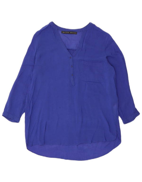 Zara Blusa extragrande de manga 3/4 para mujer Top UK 10 Small Viscosa púrpura