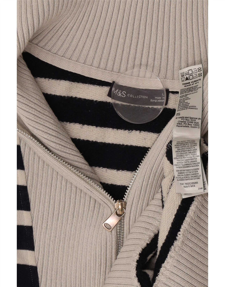 Marks & Spencer Suéter tipo jersey con cuello y cremallera para mujer UK 46 Grande Azul marino