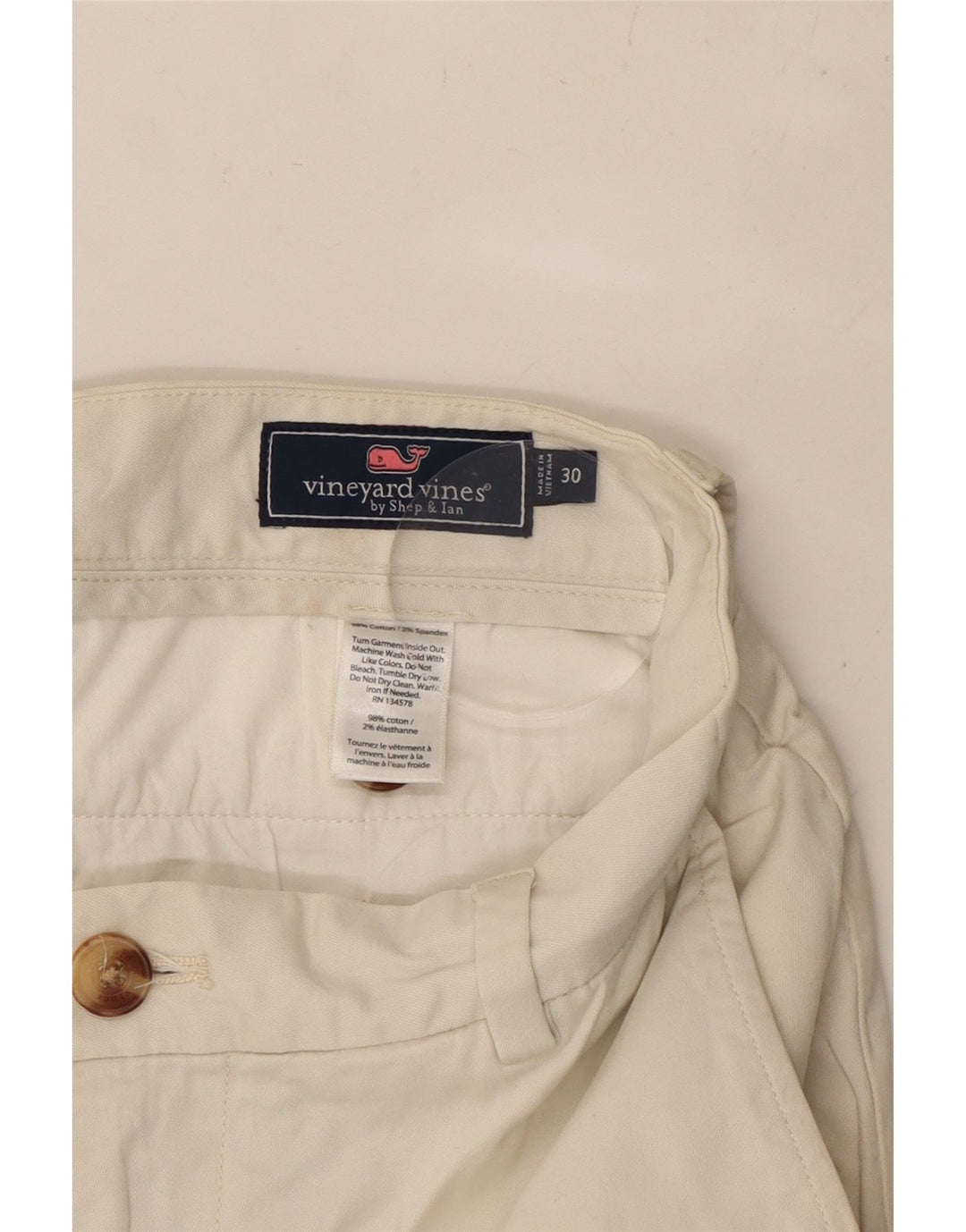 VINEYARD VINES Pantalones cortos chinos para hombre W30 Algodón blanco mediano
